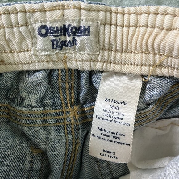 Vintage OshKosh B'gosh Toddler Carpenter Jeans Blue Denim 24 Months Patchwork - Picture 3 of 6